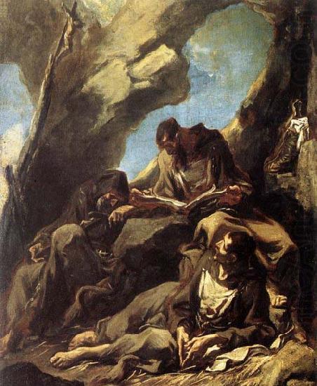 MAGNASCO, Alessandro Three Capuchin Friars Meditating in their Hermitage china oil painting image